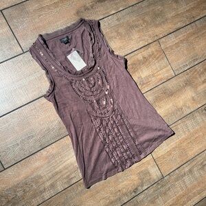 Deletta Anthropologie Vintage y2k Blouse Women's Embellished Sz M NWT